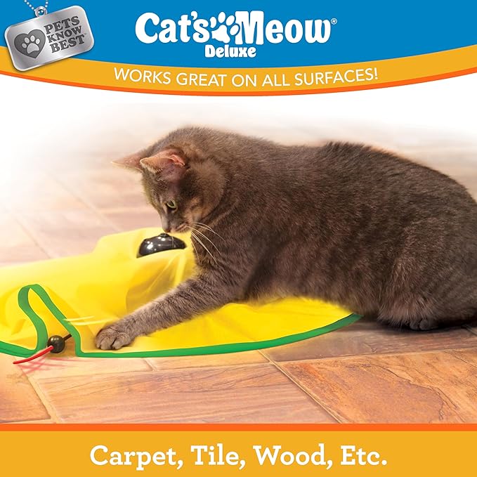 Cat's Meow | Interactive Enrichment Toy for Indoor Cats & Kittens, Automatic Movements that Simulate Mouse Tail & Hunting Prey, Self-Play Battery Powered for Physical & Mental Stimulation, All Breeds