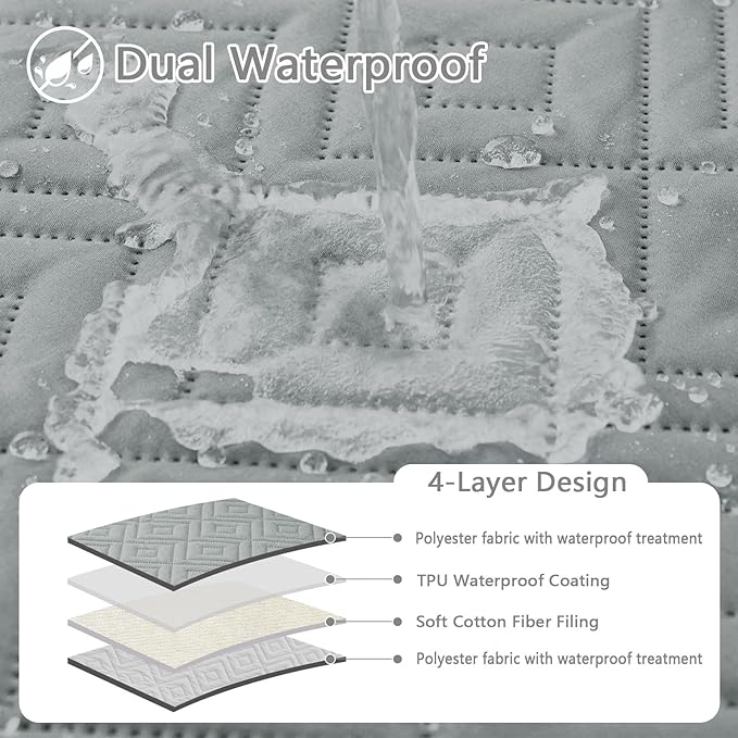 hyha Waterproof Dog Blanket, Soft Pet Bed Blankets, Waterproof Sofa Couch Cover for Dogs Washable, Reversible Pet Couch Covers for Sofa Furniture (40x70 Inch, Grey/Light Grey)
