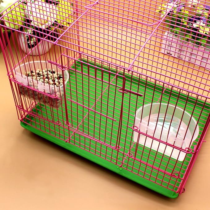 5-Piece Parrot Feeding Cups Cage Hanging Plastic Bowl Flat Bottom with Hooks Bird Water Food Dish Feeder Bowls Bird Feeders for Outdoors Hanging Tray