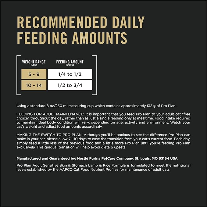 Purina Pro Plan Sensitive Skin and Stomach Cat Food, Lamb and Rice Formula - 16 lb. Bag