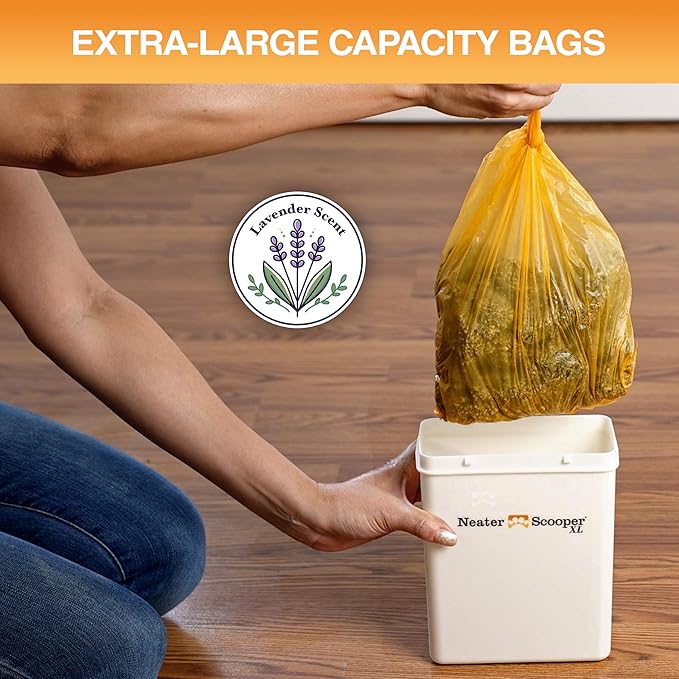 Neater Pets Neater Scooper XL Size Extra-Capacity Waste Bags, Refill Bags for Neater Scooper XL Cat Litter Scoop, Lavender Scent (12 Rolls, 180 Count)