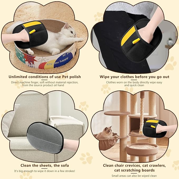 Pet Hair Removal Gloves,Electrostatic Gloves Pet Hair, Efficient Grooming Glove for Cats Dogs, Reusable Pet Hair Removal Tool for Couch, Furniture, Carpet, Curtain (2)