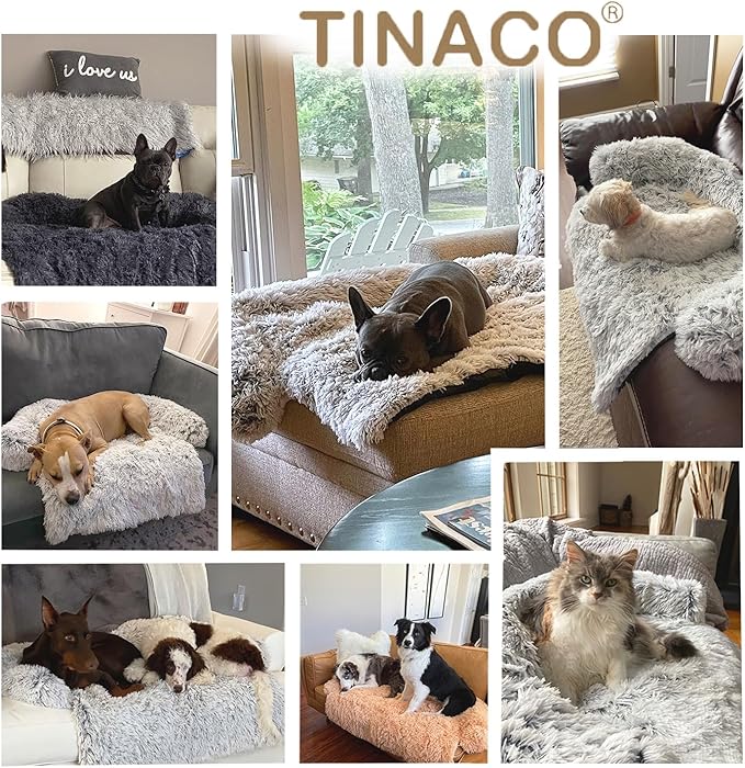 Calming Dogs/Cats Bed Mats, Dog Pad Washable Removable Couch Cover, Plush Long Fur Mat for Pets, Waterproof Lining, Perfect for Small, Medium and Large Dogs and Cats (Desert Brown, 34"x30")