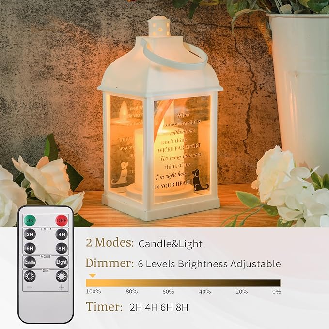 Dog Memorial Gifts with Remote - Sympathy Bereavement Gifts for Loss of Dog, Rainbow Bridge Memorial Lantern for Grieving Pet Owner
