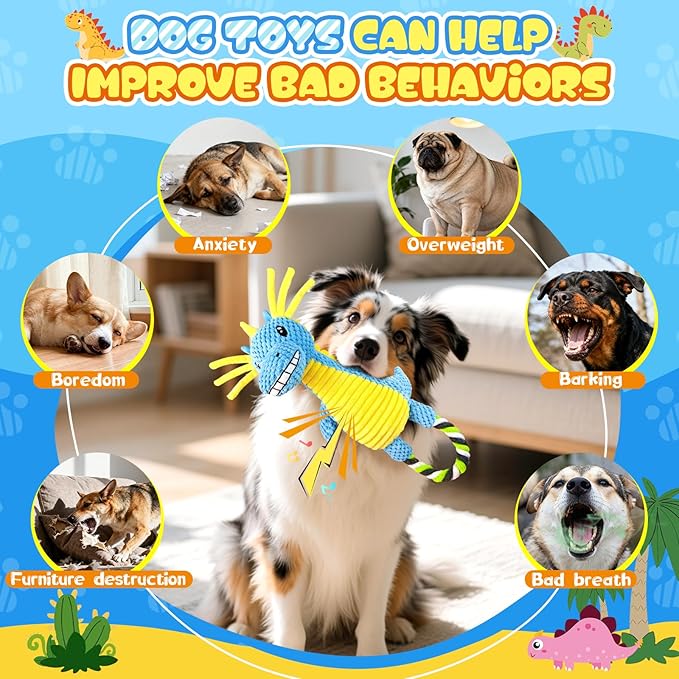 Squeaky Dog Toys for Large Dogs- Tough Squeaky Dog Toys to Keep Them Busy- Durable Plush Stuffed Chew Toy for Boredom, Tug of-War, for Small Medium Large Dogs