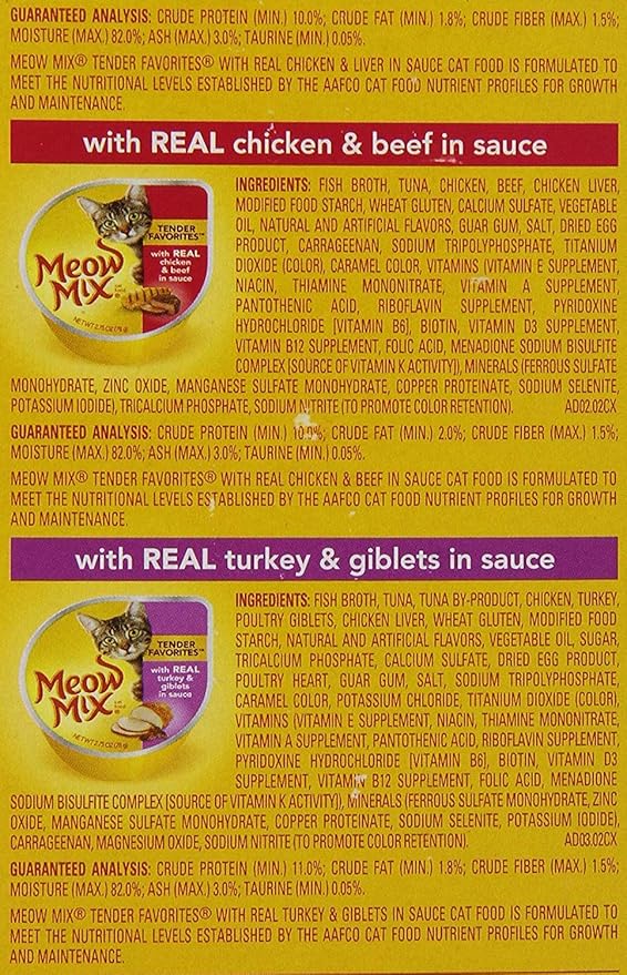 Meow Mix Tenders in Sauce Wet Cat Food, Poultry & Beef Variety Pack, 2.75 Ounce Cup (Pack of 48)