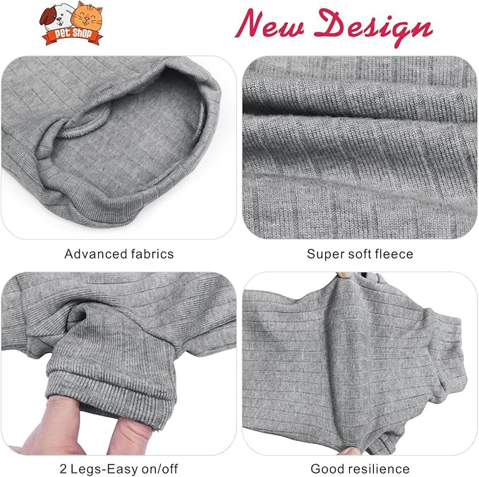 Idepet Sphynx Hairless Cats Sweater Shirt Kitten Soft Puppy Clothes Pullover Cute Cat Pajamas Jumpsuit Cotton Apparel Pet Winter Turtleneck for Cats and Teacup Chihuahua Small Dogs(Gray,XL)