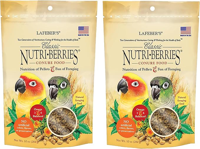 LAFEBER'S Classic Nutri-Berries Conure Food, Made with Non-GMO and Human-Grade Ingredients, for Conures (Classic 10 oz Pack of 2)