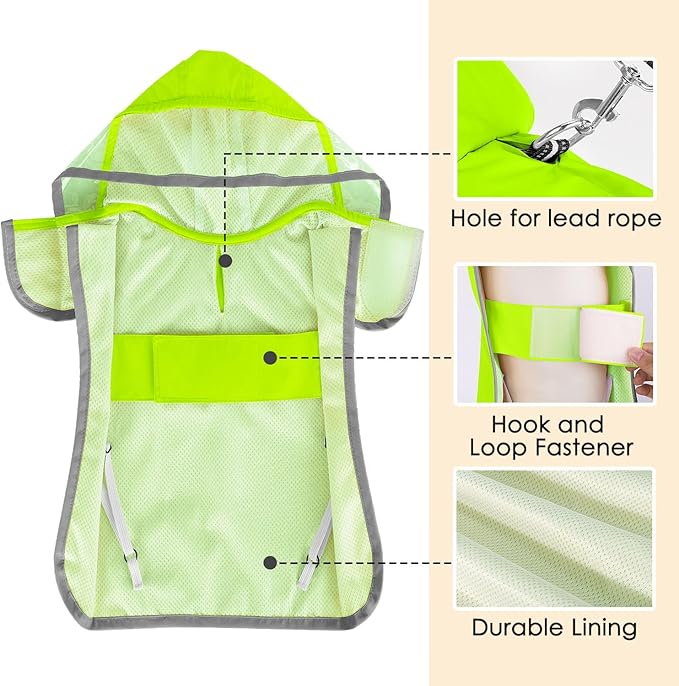 Lukovee Dog Raincoat, Adjustable Dog Rain Jacket with Clear Hooded Double Layer for Large Medium Small Dogs Puppies, Waterproof Rain Coat Poncho with Reflective Storage Pocket & Rim (VL,XL)