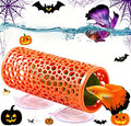 Abizoo Betta Tunnel Aquarium Cave Orange Hollow Coral Design, Betta Fish Toys Aquarium Ornament for Small Fish Shrimp Habitat Smooth Hammock Hideout Halloween Tank Decoration