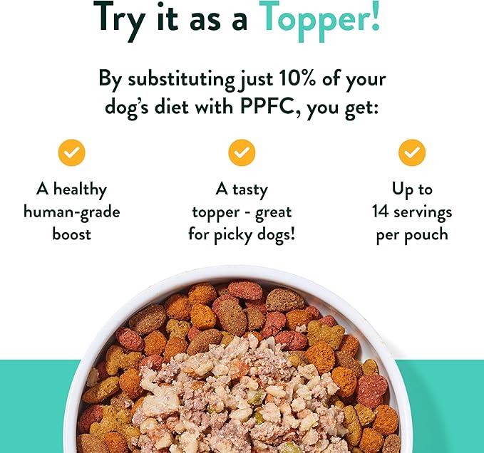 Portland Pet Food Company Fresh Dog Food Pouches - Human-Grade Topper Mix-Ins & Wet Pet Meals - Small & Large Breed Puppy & Senior Dogs - Gluten-Free Limited Ingredient Meal Toppers - 5 Pack Variety
