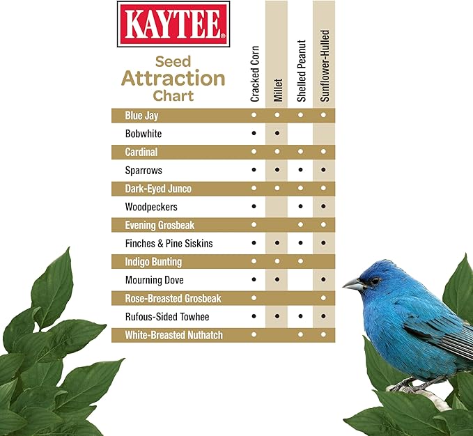 Kaytee Wild Bird No Mess Food Seed Blend For Blue Jays, Woodpeckers, Juncos, Cardinals, Grosbeaks, Sparrows, and Finches, 5 Pound