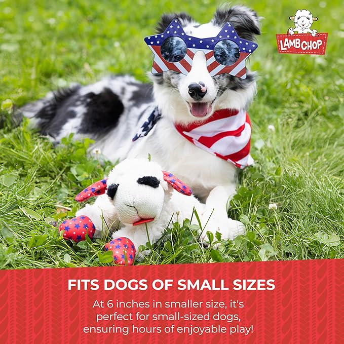 Multipet Lamb Chop Dog Plush Toy w/ Holiday Antlers - Squeaky Toy for All Dogs - Extra Soft Plush - Stuffed Animal for Cuddling & Playing (6”, Cream/Brown)