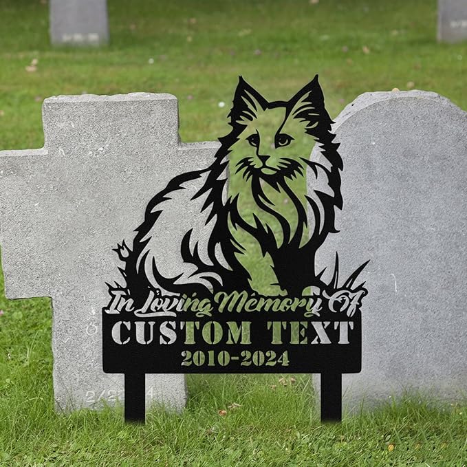 Custom Cat Grave Marker Outdoor, Personalized Metal Cat Memorial Grave Stake with Name and Date, Outdoor Waterrproof Cats Memorial Plaque