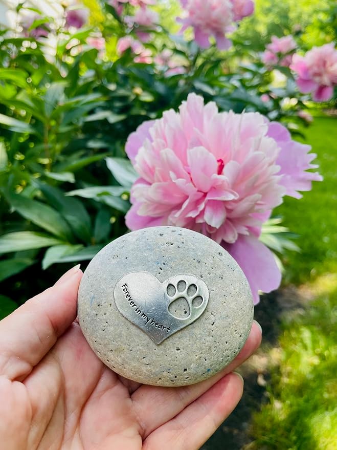 Comforting Dog Memorial Gift - Sympathy or Condolence Gift for Loss of Pet - Forever in My Heart Stone by Whitney Howard Designs