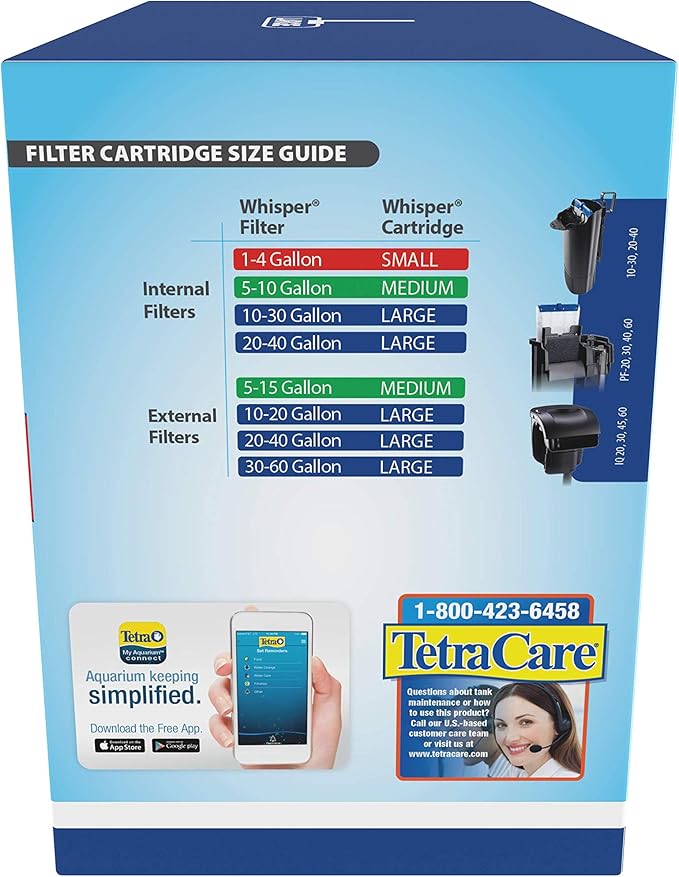 Tetra Whisper Bio-Bag Filter Aquarium Cartridges, Large Filter for Freshwater and Marine Fish, Removes Odors and Discoloration, Easy to Assemble, 12 Large Blue Filters