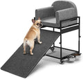 Dog Stairs Ramp, Seatmate Chairs for Dogs, Adjustable Two-Folded Extra Wide Seat Mate Chair Ramps, Non-Slip Dog Window Perch with Stairs for High Bed Window Office, Grey Ladder Perch, Load Capacity