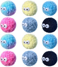 Assorted Color Cat Ball Toys, Irregular Shape Woolen Yarn Puffs Pom Balls Interactive Kitten Chasing Toys Cat Chase Balls (Multicolored 12Pcs)