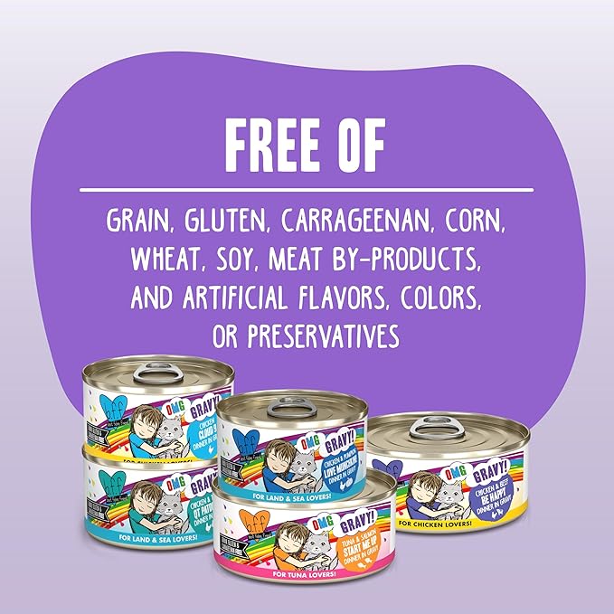 Weruva B.F.F. OMG - Best Feline Friend Oh My Gravy, Yahoo Yellows Variety Pack, 2.8oz Can (Pack of 12)