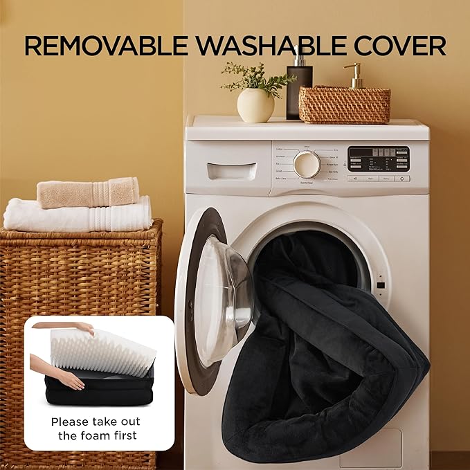 Bedsure Orthopedic Dog Bed Medium Size Dogs - Washable Medium Dog Cat Bed Waterproof, Comfort Pet Couch Sofa with Washable Removable Cover, Pets Bed with Nonskid Bottom, Black, 28"