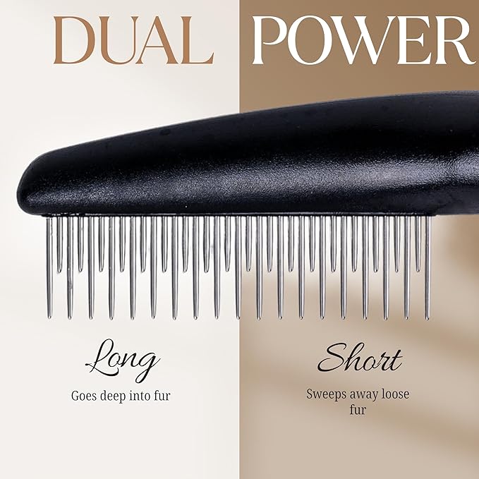 Poodle Comb with Rotating Teeth - 5-in-1 Dog Dematting Tool - Used for Small Size Breeds and Puppies - Cat Comb for Shedding and Deshedding