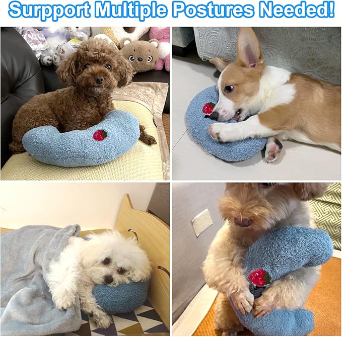 Mity rain 2PCS Dog Pillow, Anxiety Relief Pillow for Dog, Ultra Soft High Density Calming Pillow for Joint Relief Sleeping Improve, Pet Calming Pillow Blue