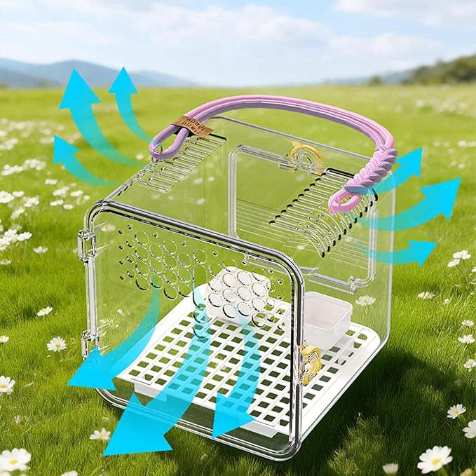 Bird Carrier - Transparent Portable Breathable Cage, Lightweight Travel Pet Backpack, Clear Viewing Comfort Design | Parakeets Conures Canaries Budgies for Parakeets Conures Canaries Budgies
