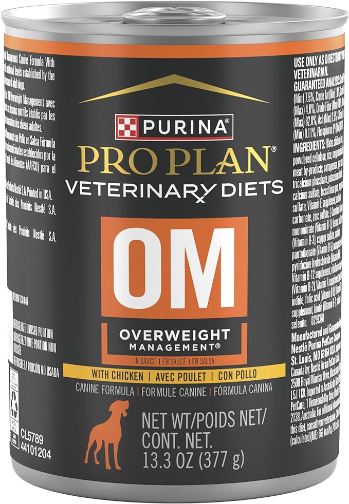 Purina Pro Plan Veterinary Diets OM Overweight Management Canine Formula Dog Food Wet Formula - (Pack of 12) 13.3 oz. Cans