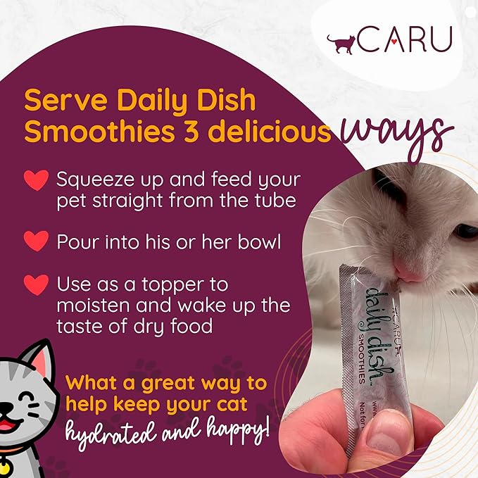 Caru - Daily Dish Smoothies - Lickable Tuna & Salmon Cat Treat - 4 Pouches per Pack - Pack of 6