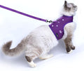 Cat Harness and Leash for Walking Escape Proof Breathable Mesh Fabric, Purple, Extra Large, Adjustable Cat Walking Jackets with DIY Beads, Padded Stylish Cat Vest