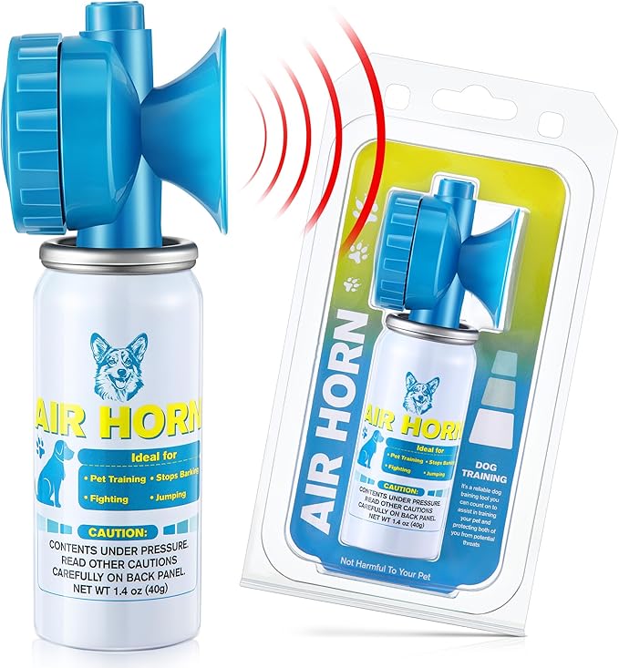 Air Horn, 1.4 oz 120 dB Loud Air Horns for Safety, for Coyotes and Aggressive Dog, Stops Attacking Fighting Barking Chasing, Effective Training Tool & Outdoor Safety Alarm, Blue(1 Pack)