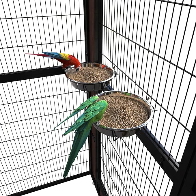 Large Bird Cage for Parakeets Outdoor Bird Aviary Parrot Cage with Perch, Birdcage for Macaws Canaries Parrots Budgie Lovebirds-Black (2 Box Set)