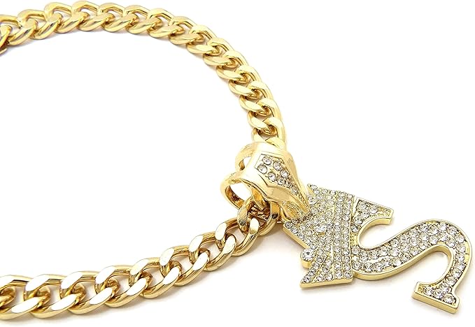 Initial Letter Cuban Chain Dog Chain Pet Chain Pet, Cat, Puppy Necklace (S, 30")