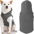 Gooby Fleece Vest Hoodie Dog Sweater - Gray, X-Small - Warm Pullover Dog Hoodie with O-Ring Leash for Small to Medium Dogs