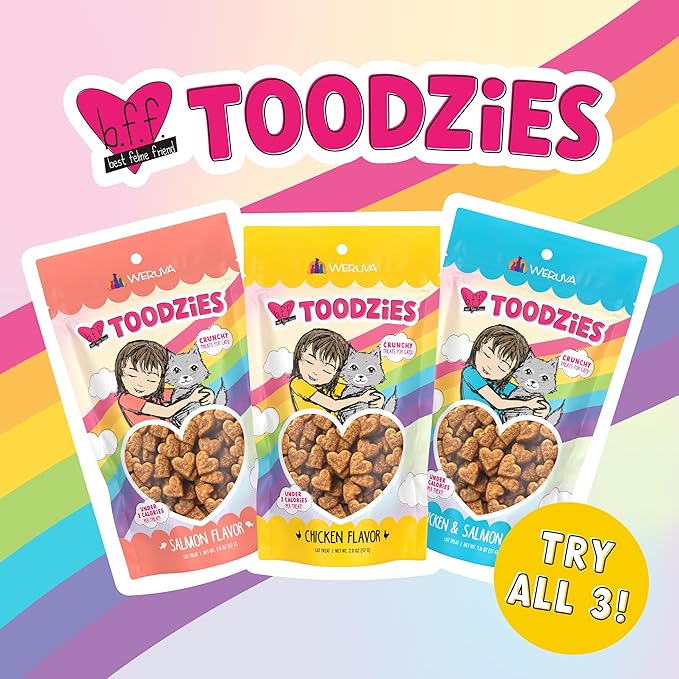 Weruva BFF Toodzies, Salmon Crunchy Cat Treats, 2oz Bag