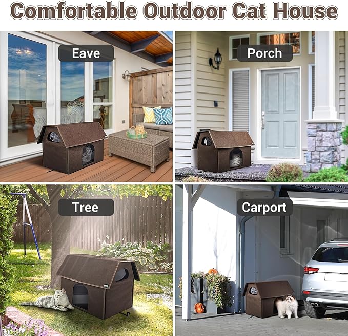 MIU Color Outdoor Cat House, Extra Large Weatherproof Cat Houses for Outdoor Cats, Insulated Feral Cat Shelter, Big Cat Bed, 20.5" x 17.5" x 16.6"