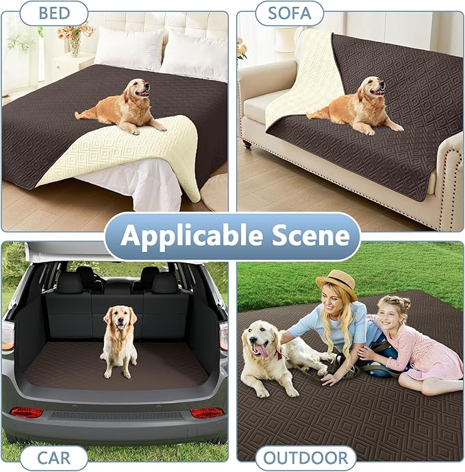 hyha Waterproof Dog Blanket, Soft Dog Bed Cover Pet Blankets, Waterproof Sofa Couch Cover for Dogs Washable, Reversible Pet Couch Covers for Sofa Furniture (40x80 Inch, Chocolate/Beige)