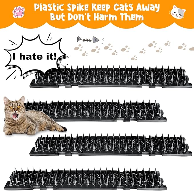 Nuanchu 12 Pieces Cat Deterrent Mat Stool Dog Cat Repellent Mat Cat Repellent Mat with Spikes Keep Dogs Off Counter Anti Pet for Outdoor Indoor Plants Garden Sofa Window(16.5 x 3.3 Inch,Black)