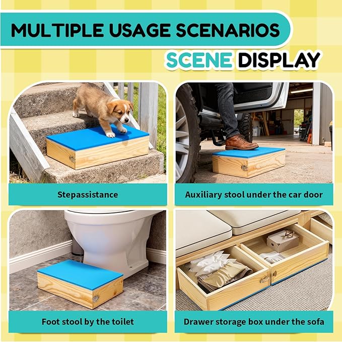2 PCS Connectable Wooden Dog Training Platform Non-Skid Dog Place Boards with Foaming Surface Puppy Agility Training Equipment for Small and Medium Dogs