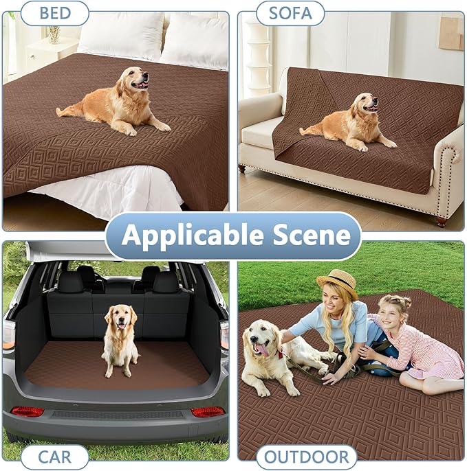 hyha Waterproof Dog Blanket, Soft Dog Bed Cover Pet Blankets, Waterproof Sofa Couch Cover for Dogs Washable, Reversible Pet Couch Covers for Sofa Furniture (52x82 Inch, Brown/Brown)