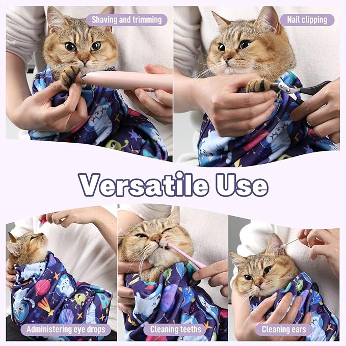 Paw Legend 35.4" Cat Wrap for Grooming Cat Wrap for Cutting Nails Cat Restraint for Nail Clipping Self Adhesive Blanket Restraint Cloth for Cats Within 22lbs