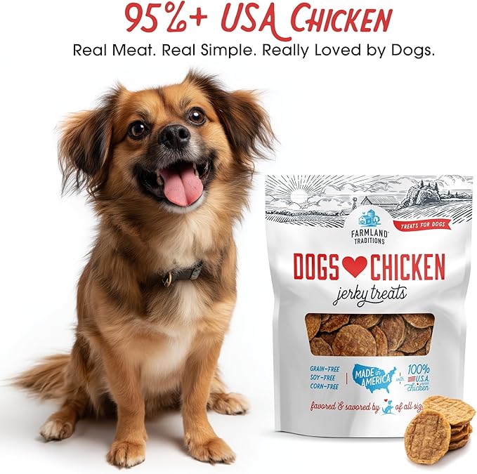 Farmland Traditions Dogs Love Chicken Jerky Dog Treats with Only 3 Ingredients and No Fillers, 1 Pound (Pack of 1)