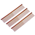 Dog Cat Comb, Pet Combs Stainless Steel Teeth with Rounded Ends for Knots Mats Loose Hair Removal, 7.5IN (Purple Plated, 3 Pack), Grooming Tool Intended for Long Curly Hair Pet