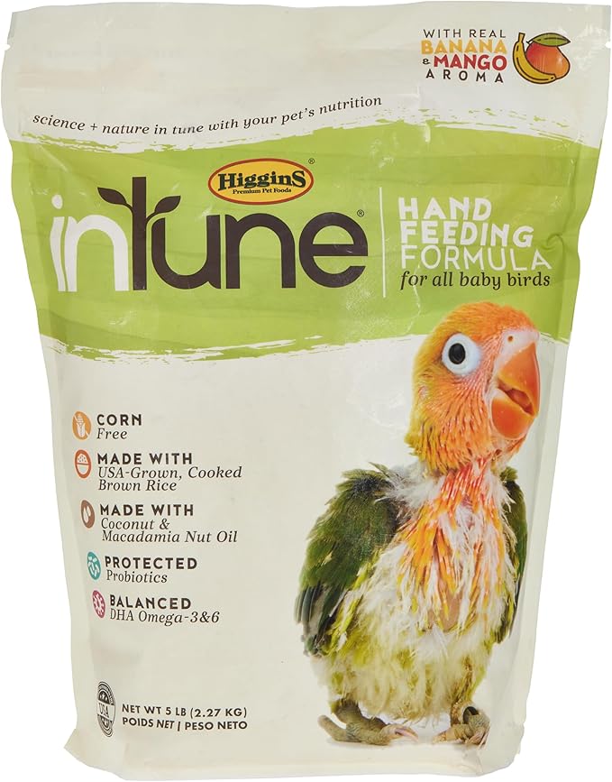 Higgins Intune Natural Hand Feeding Baby Bird Food Formula, 5lb