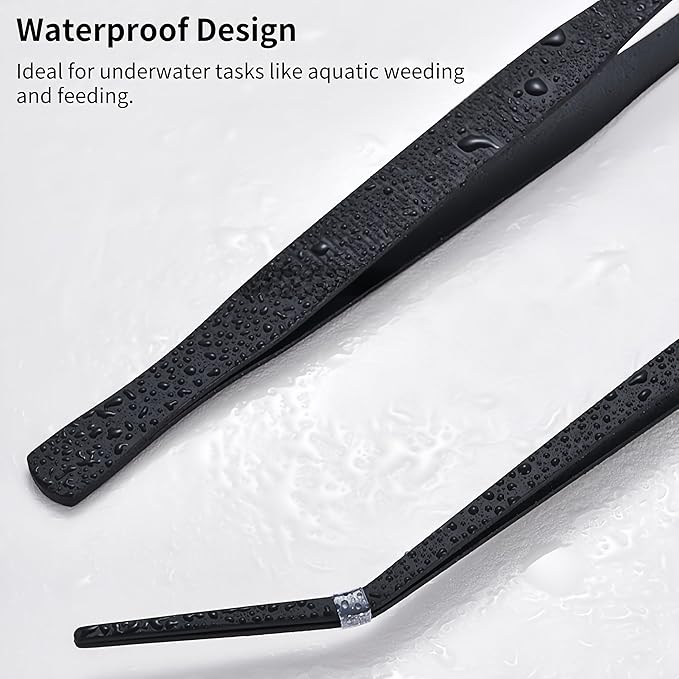 Stainless Steel Long Reptile Feeding Tweezer Set,2pcs/Pack,11''/15''/19'' Feeding Tongs,Thickened Non-Slip Handle with Straight & Curved Tips for Aquariums, Turtles, Lizards (2pcs-11'')