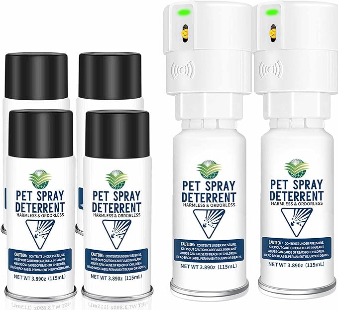 Cat Spray Deterrent System [2 Pack] Pet Deterrent Device Refill 4 Pack White