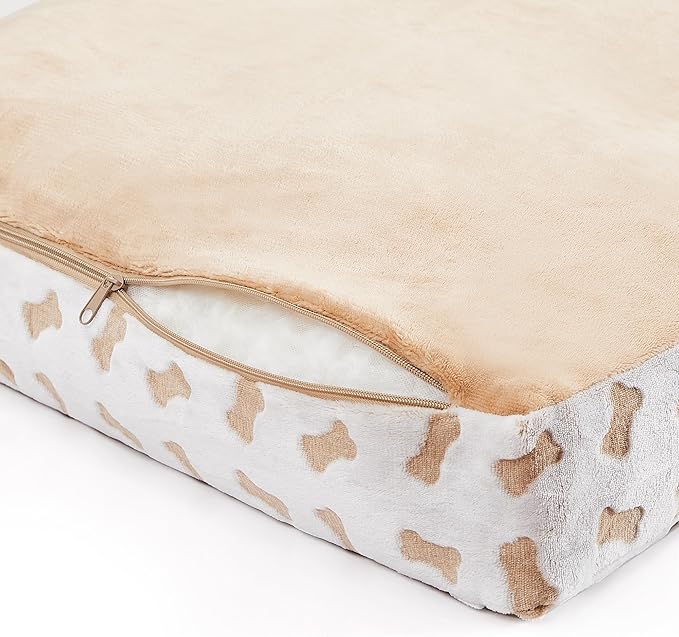Modern Threads Ultra Plush Orthopedic Memory Foam Pillow Bed for Large Dogs with Supportive Filling and Stylish Textured Design, Beige, (36" L x 27" W x 4" Th)