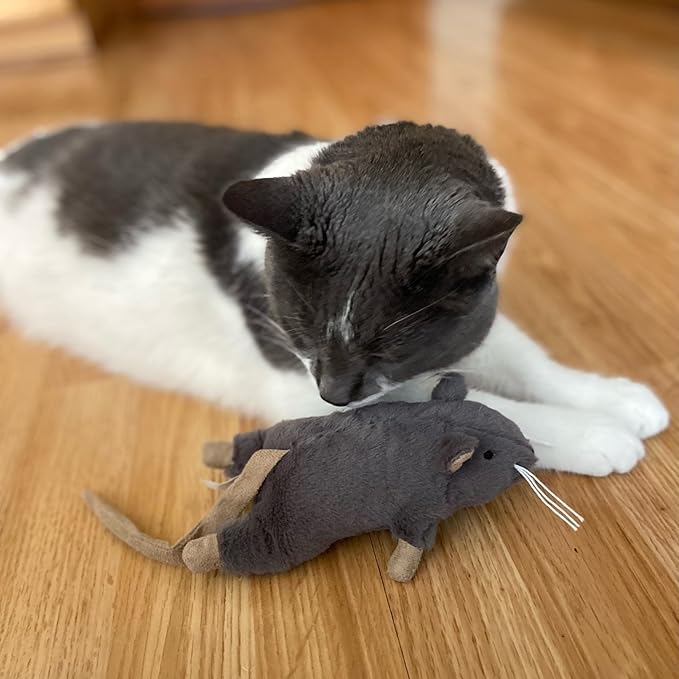 SPOT Big Mouse Bertha Cat Toy with Catnip – Lifelike Plush Mouse, Crinkle Sound, Large 7in Size, for Cuddling, Chasing, Playing – Assorted Colors