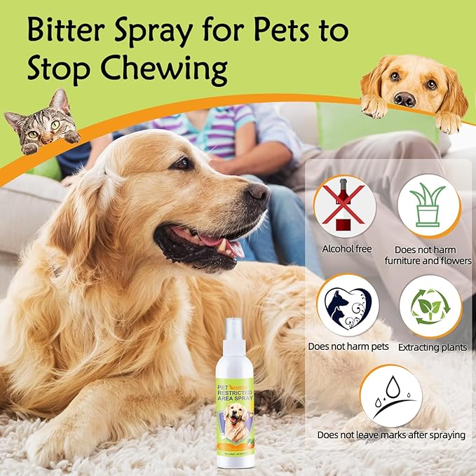 Cat Deterrent Spray for Peeing, Effective Dog Deterrent Spray for Furniture, Pee Corrector Spray, Training Spray for Furniture, Indoor & Outdoor Safe for Pet & Human, 4 oz / 120 mL