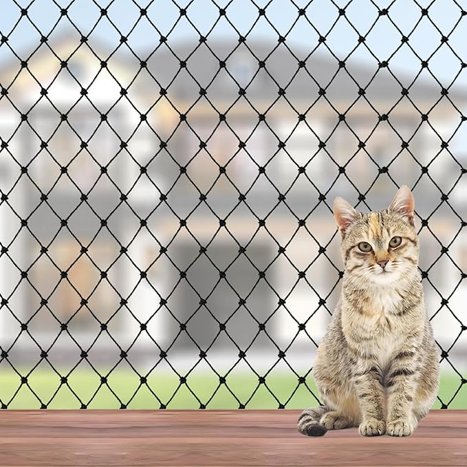Cat Balcony Netting, Large Cat Net Pet Anti-Fall Safety Netting,Tear-Resistant, Thickened Nylon Dogs Cats Climbing Net, Pet Mesh Fence for Balcony, Stair, Window, Outdoors (10x3.3ft)